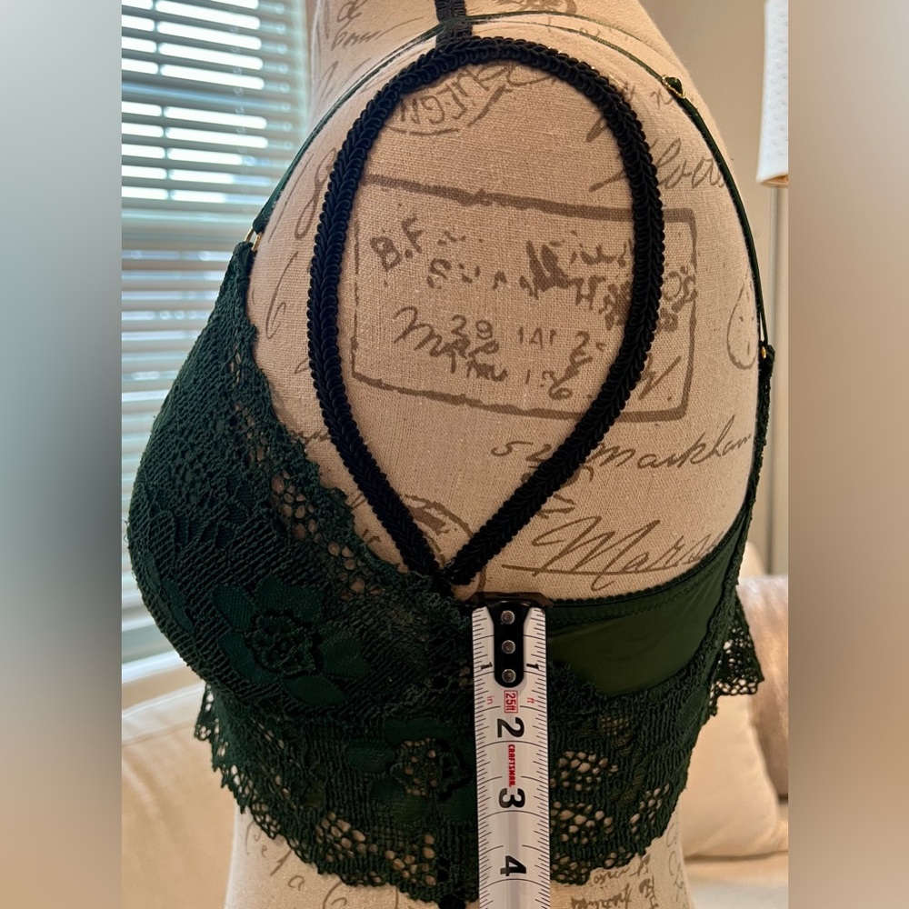 aerie Bralette Green Lace Padded Racerback - Picture 2 of 9